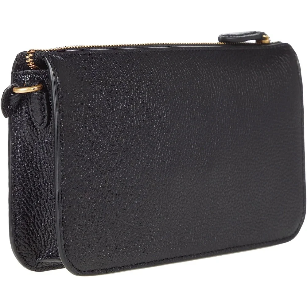 Coach Pebbled Leather Black Crossbody Wristlet - Picture 12 of 14